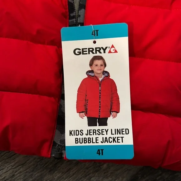 Gerry hooded bubble coat jacket 4T boys blue warm jersey lined new